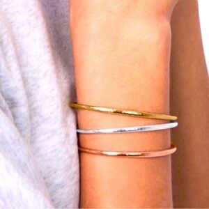 Stella & Dot Gold, Silver, and Rose Gold Hammered Cuff Set